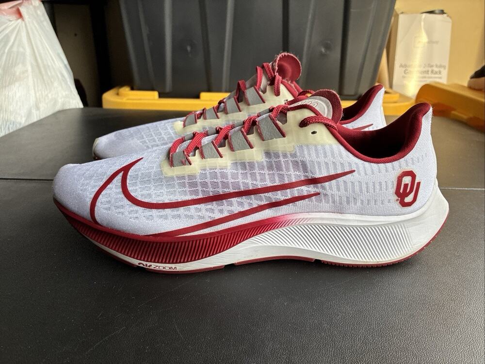 Nike Zoom Pegasus 37 Oklahoma White Red Crimson CZ5387-100 Men’s 13 OU Sooners